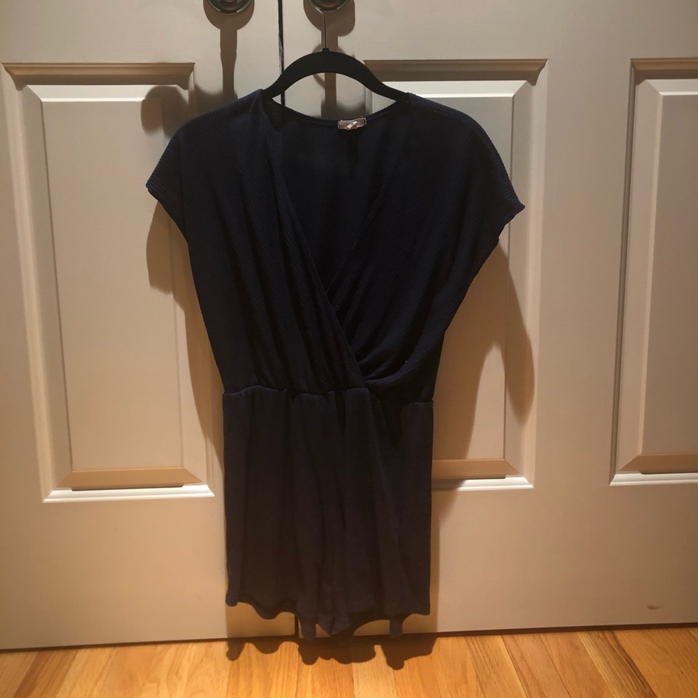 navy ribbed romper